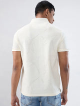 Men T-Shirt Textured White Regular Fit