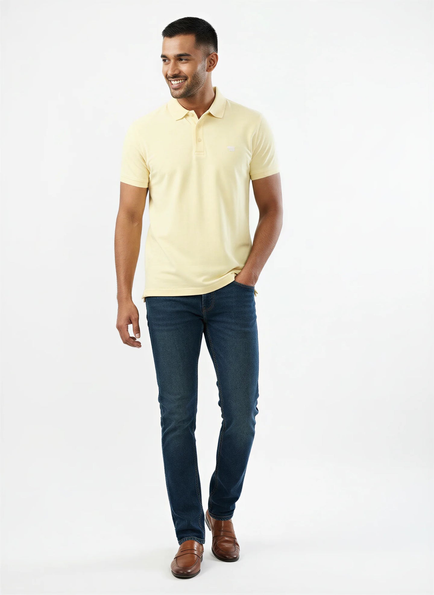 Men T-Shirt Textured Yellow Regular Fit