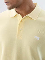 Men T-Shirt Textured Yellow Regular Fit