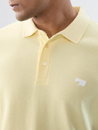 Men T-Shirt Textured Yellow Regular Fit