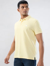 Men T-Shirt Textured Yellow Regular Fit