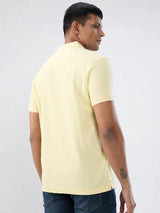 Men T-Shirt Textured Yellow Regular Fit