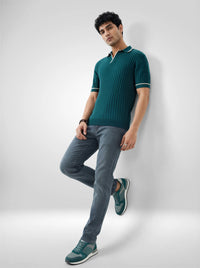 Men T-Shirt Solid Green Regular Fit