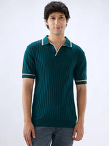 Men T-Shirt Solid Green Regular Fit