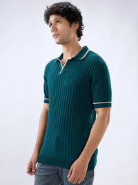 Men T-Shirt Solid Green Regular Fit
