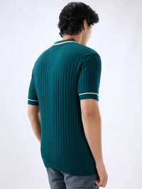 Men T-Shirt Solid Green Regular Fit