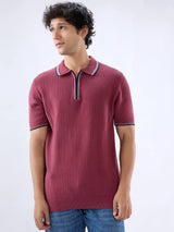 Men T-Shirt Solid Red Regular Fit
