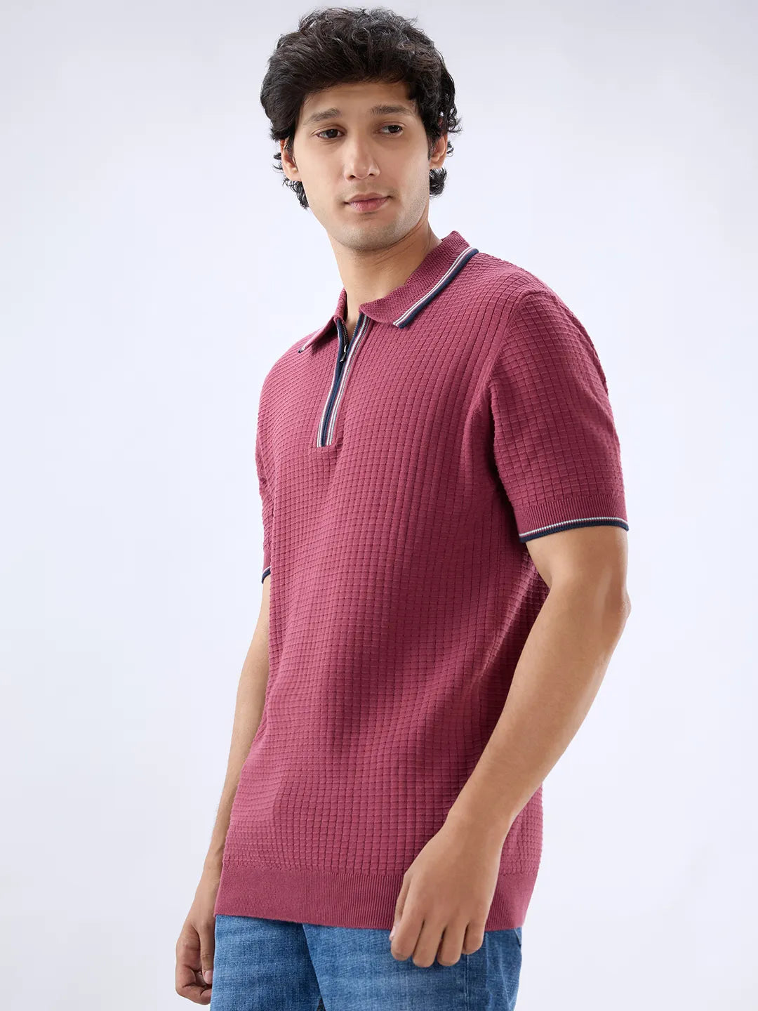 Men T-Shirt Solid Red Regular Fit