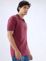 Men T-Shirt Solid Red Regular Fit