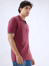 Men T-Shirt Solid Red Regular Fit