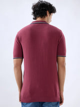Men T-Shirt Solid Red Regular Fit