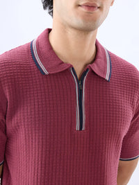 Men T-Shirt Solid Red Regular Fit
