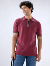Men T-Shirt Solid Red Regular Fit