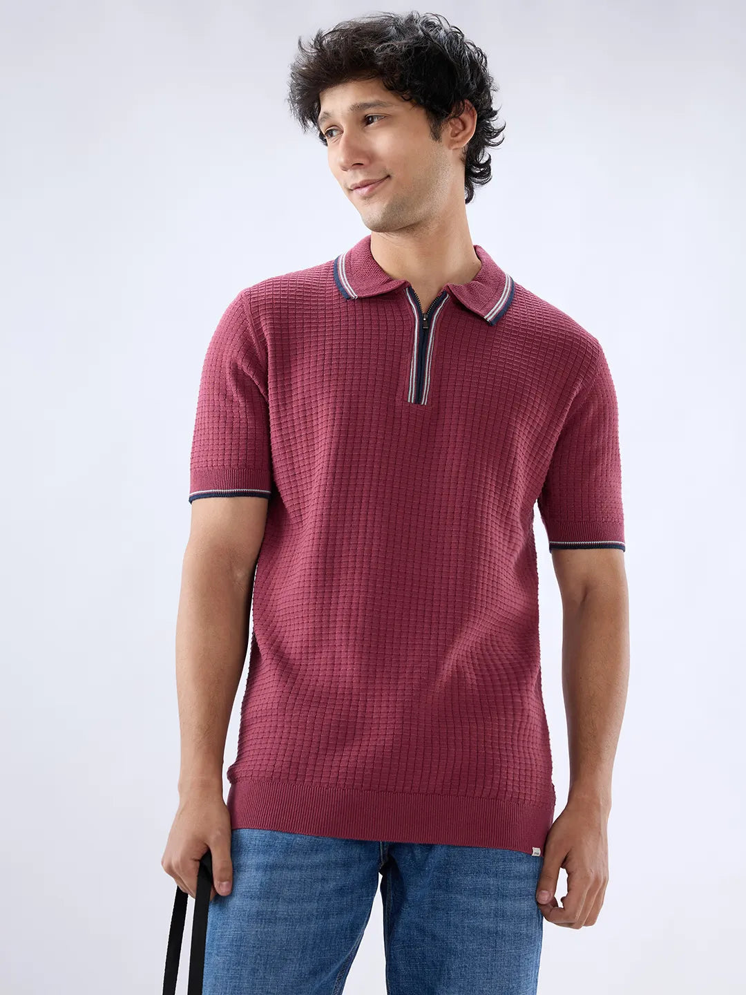 Men T-Shirt Solid Red Regular Fit