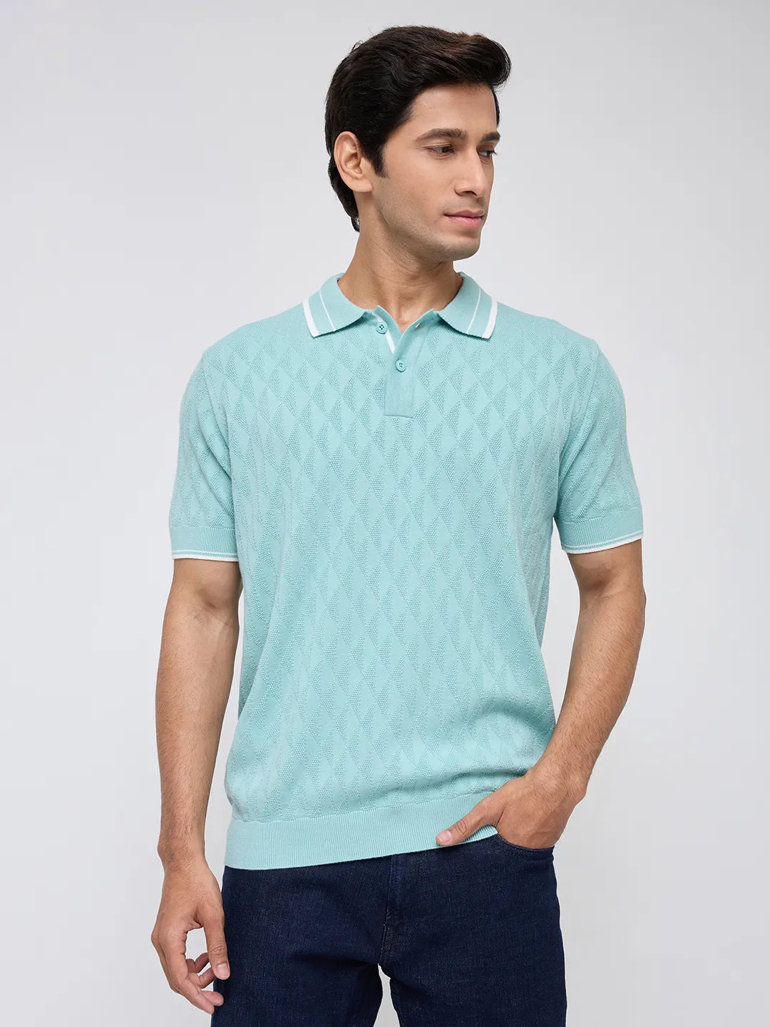 Men T-Shirt Solid Green Regular Fit