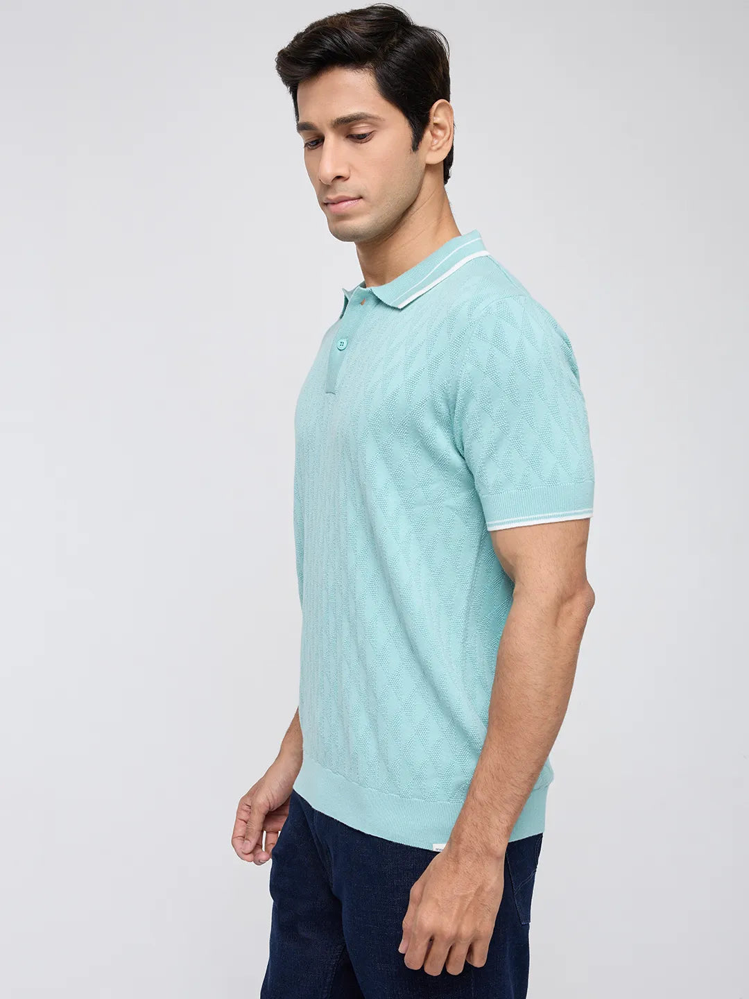 Men T-Shirt Solid Green Regular Fit