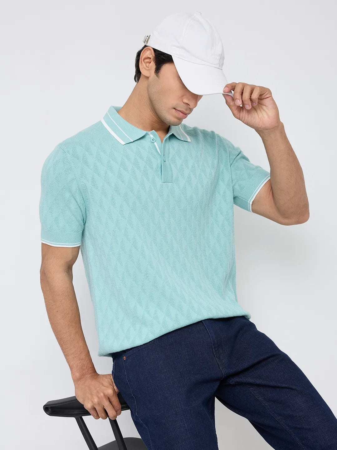 Men T-Shirt Solid Green Regular Fit
