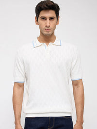 Men T-Shirt Solid Off White Regular Fit