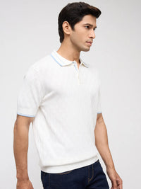 Men T-Shirt Solid Off White Regular Fit
