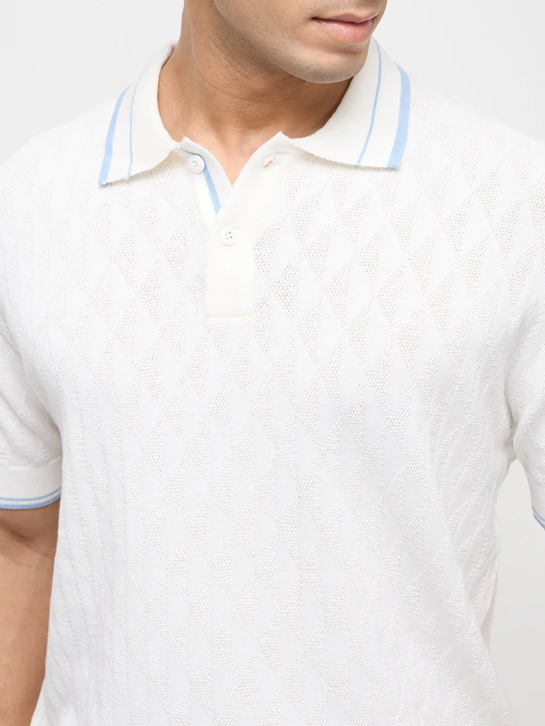 Men T-Shirt Solid Off White Regular Fit