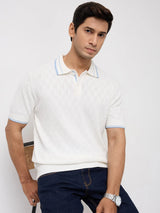 Men T-Shirt Solid Off White Regular Fit