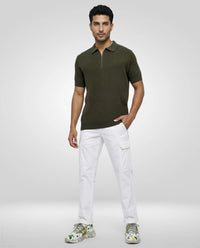 Men T-Shirt Solid Green Regular Fit