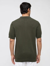 Men T-Shirt Solid Green Regular Fit