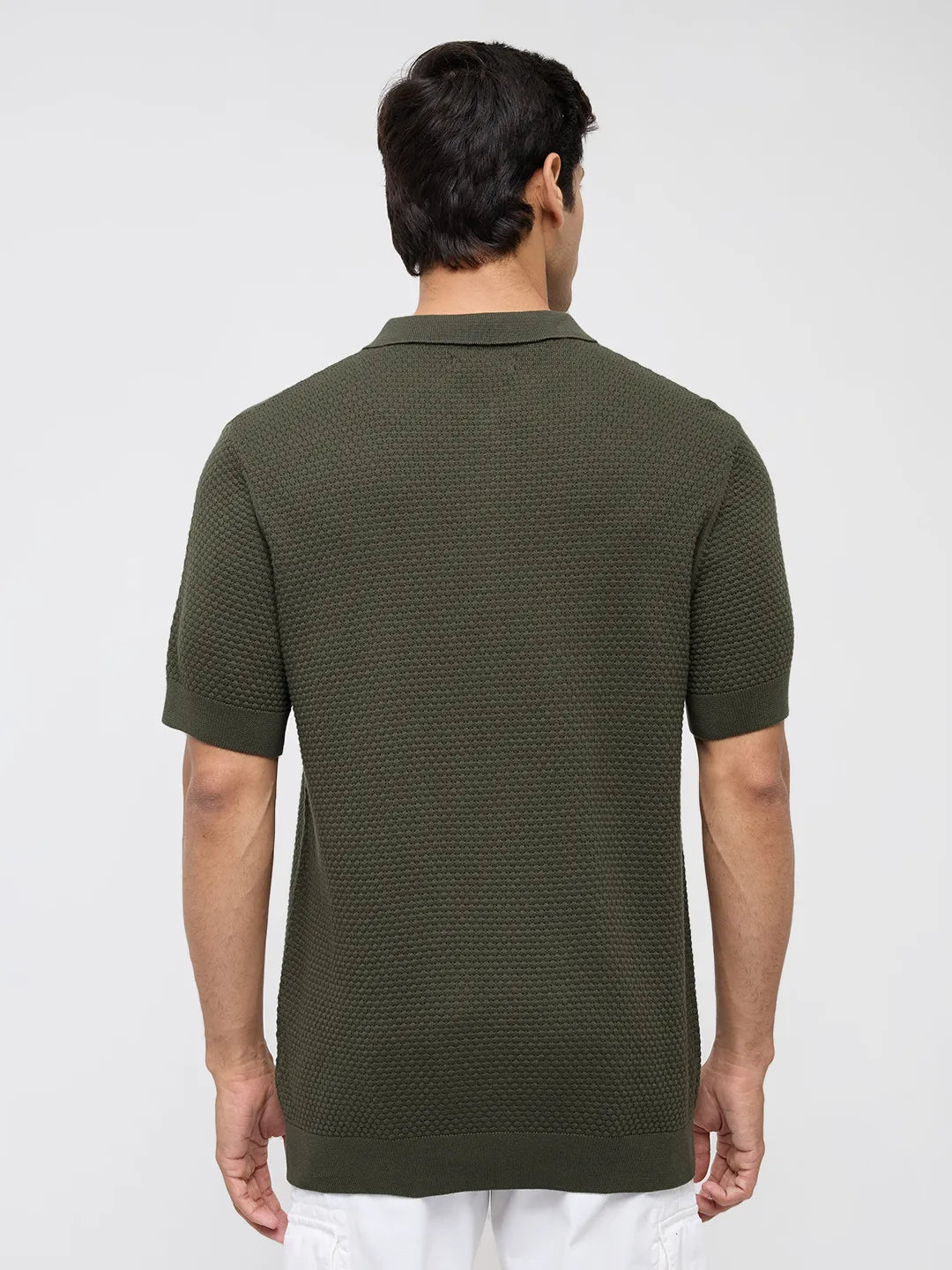 Men T-Shirt Solid Green Regular Fit
