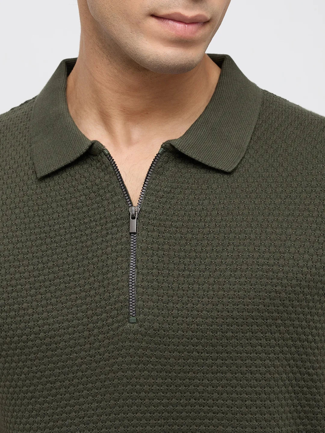 Men T-Shirt Solid Green Regular Fit