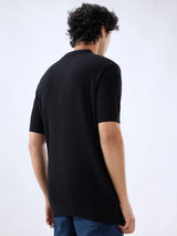 Men T-Shirt Solid Black Regular Fit
