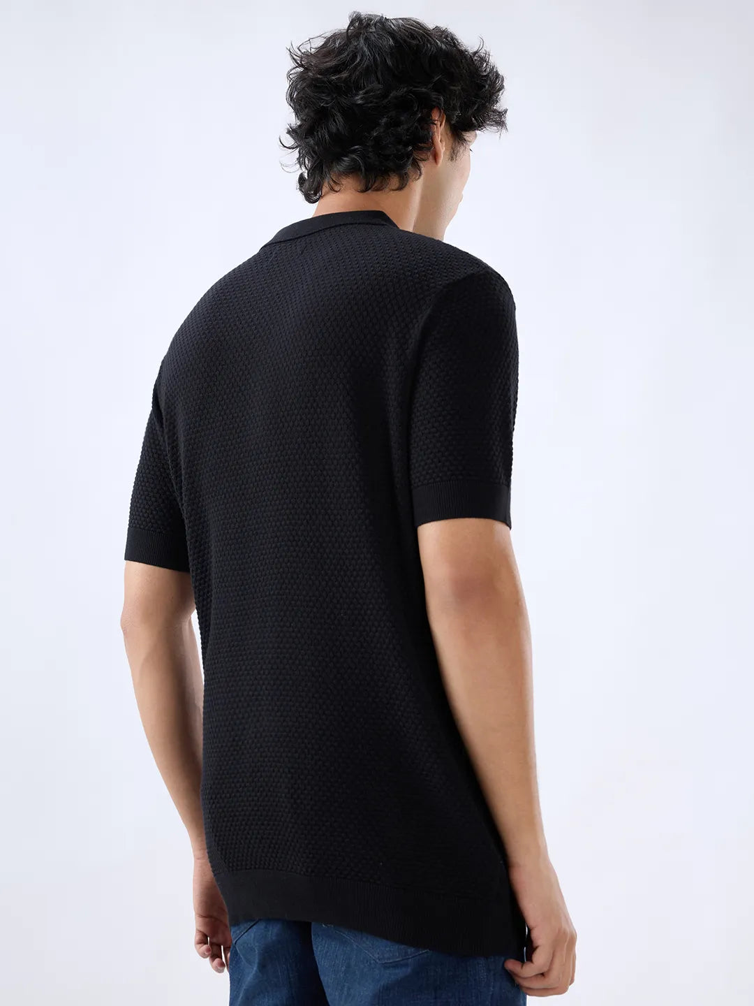 Men T-Shirt Solid Black Regular Fit