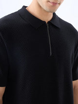 Men T-Shirt Solid Black Regular Fit
