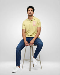 Men T-Shirt Textured Green Regular Fit