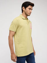 Men T-Shirt Textured Green Regular Fit