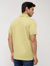 Men T-Shirt Textured Green Regular Fit