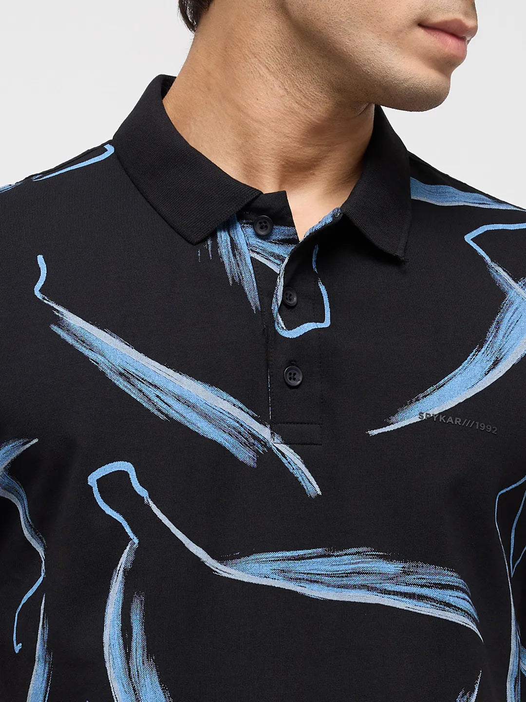 Men T-Shirt Print Black Regular Fit
