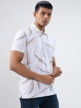 Men T-Shirt Print White Regular Fit