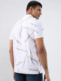 Men T-Shirt Print White Regular Fit