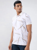 Men T-Shirt Print White Regular Fit