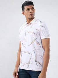 Men T-Shirt Print White Regular Fit