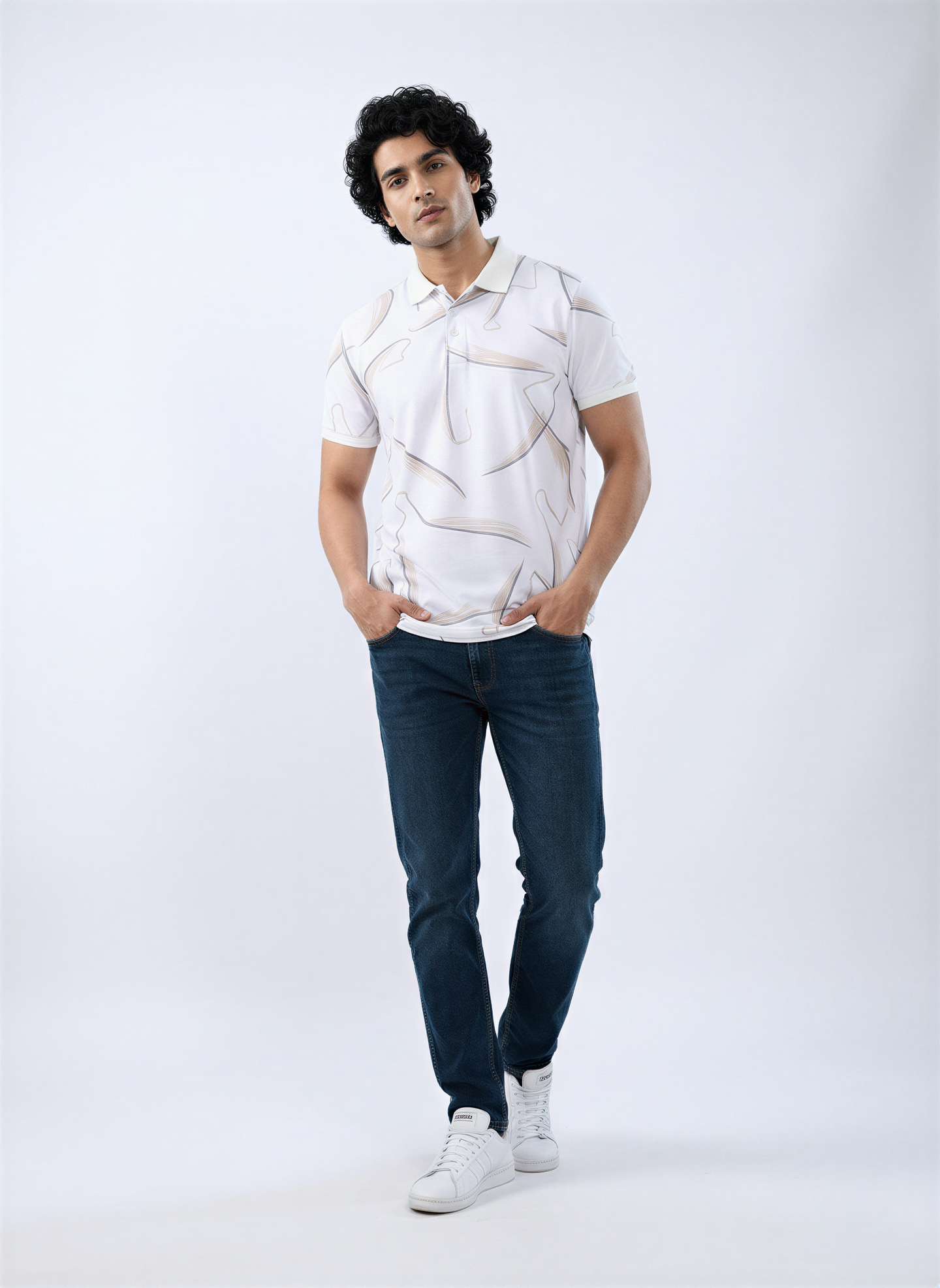 Men T-Shirt Print White Regular Fit