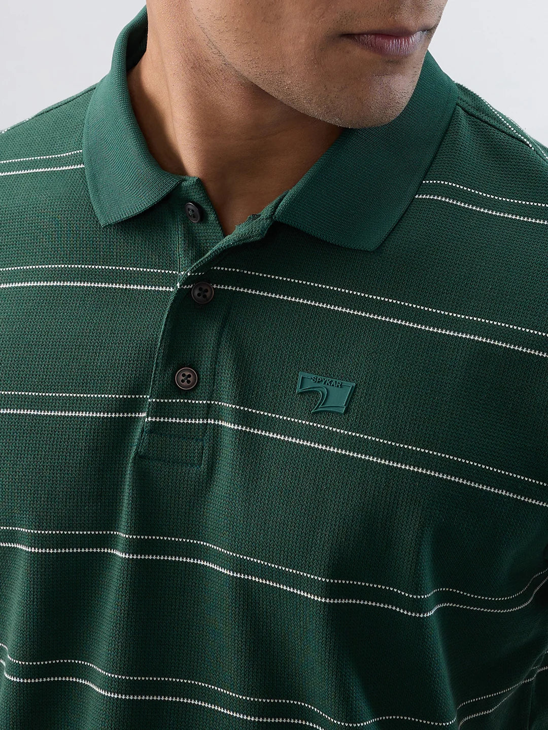 Men T-Shirt Stripe Green Regular Fit