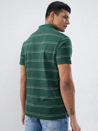 Men T-Shirt Stripe Green Regular Fit