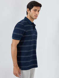 Men T-Shirt Stripe Blue Regular Fit