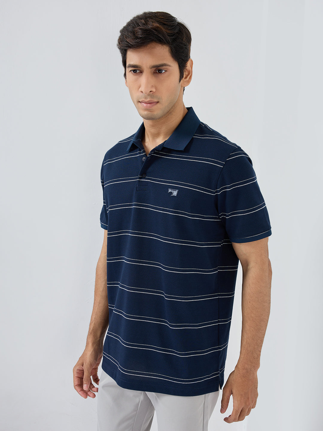 Men T-Shirt Stripe Blue Regular Fit