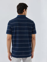 Men T-Shirt Stripe Blue Regular Fit