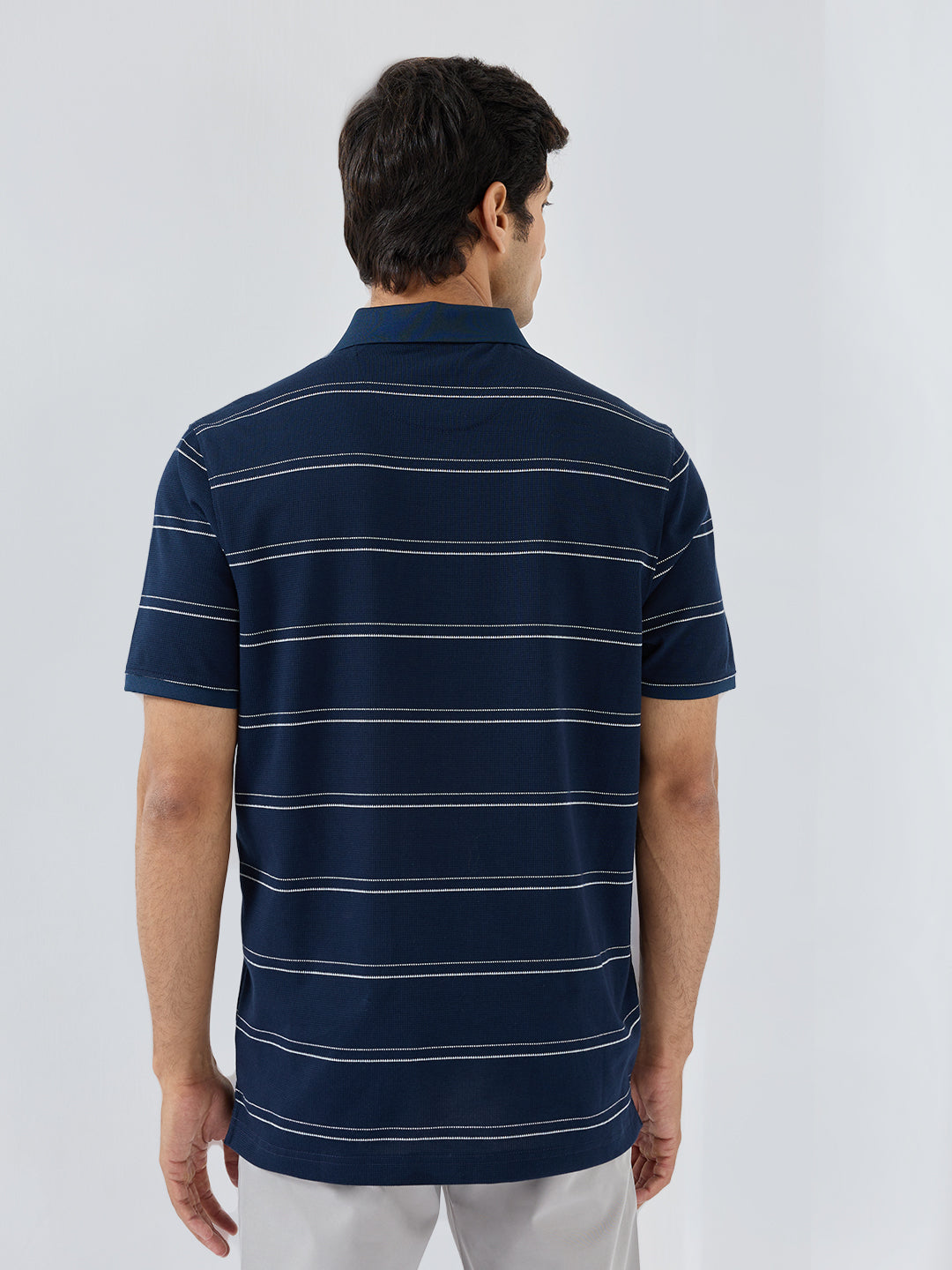 Men T-Shirt Stripe Blue Regular Fit