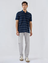 Men T-Shirt Stripe Blue Regular Fit