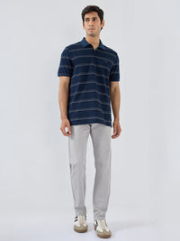 Men T-Shirt Stripe Blue Regular Fit