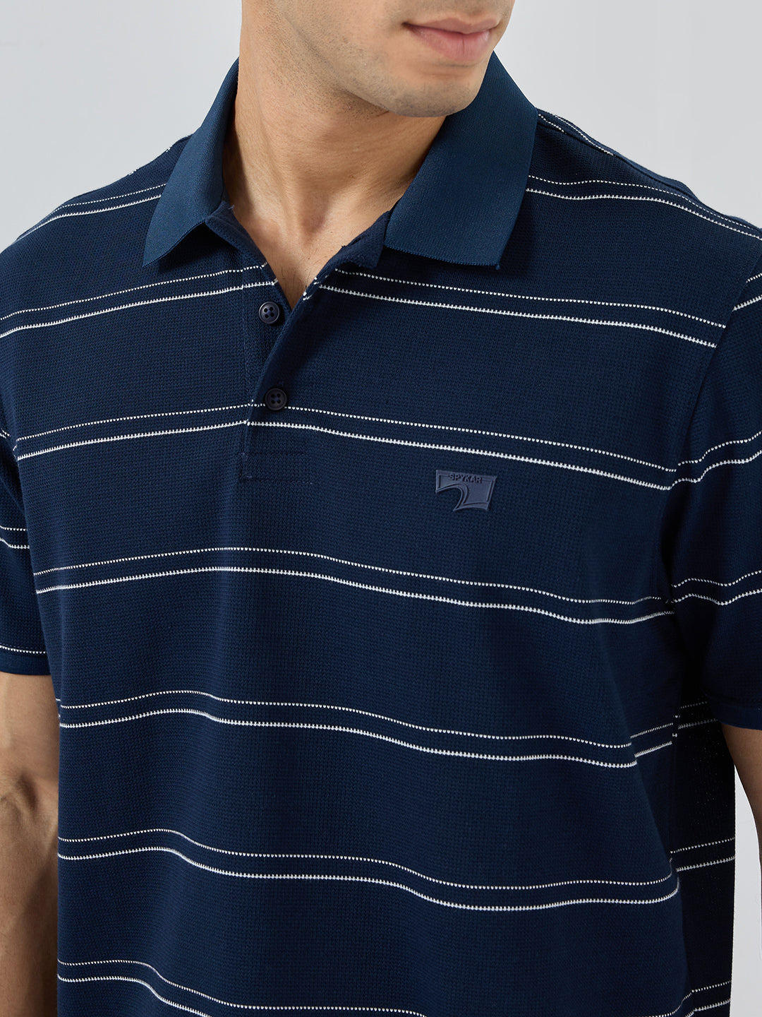 Men T-Shirt Stripe Blue Regular Fit